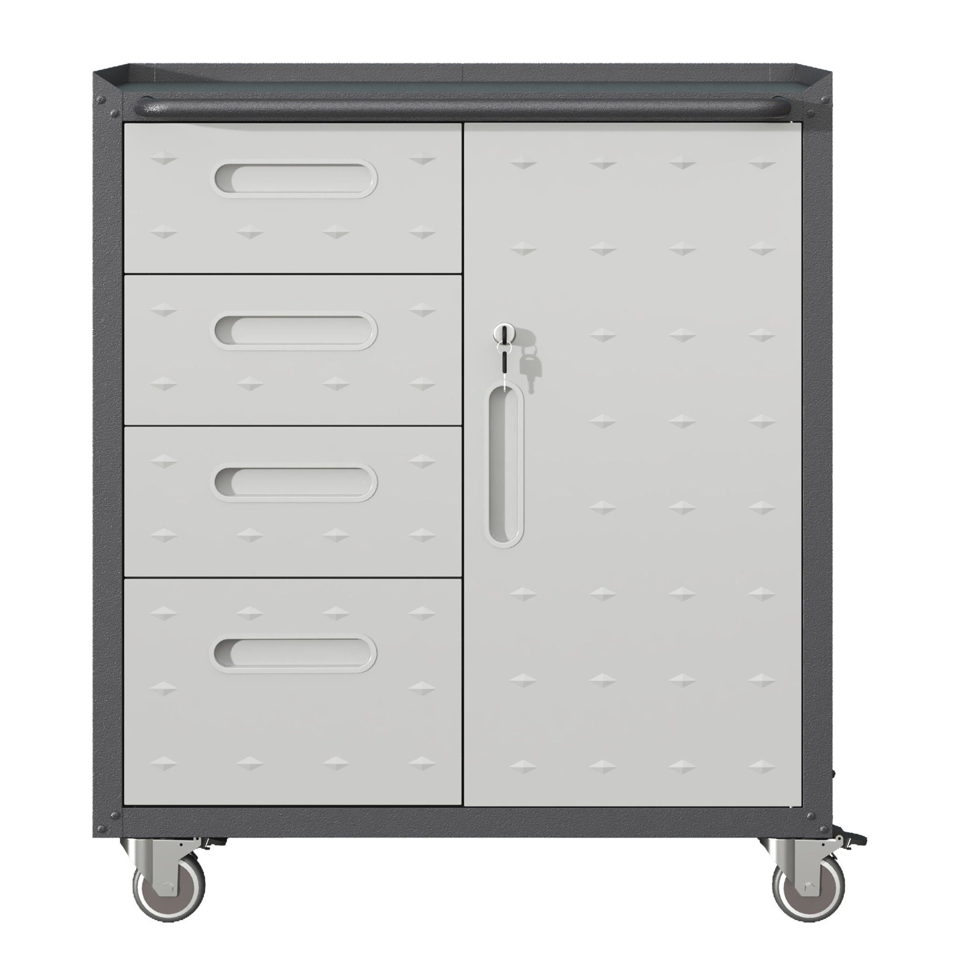 HouseOfZazla tool storage cabinet on wheels with lockable door and multiple drawers on Tampa Home & Garden Store