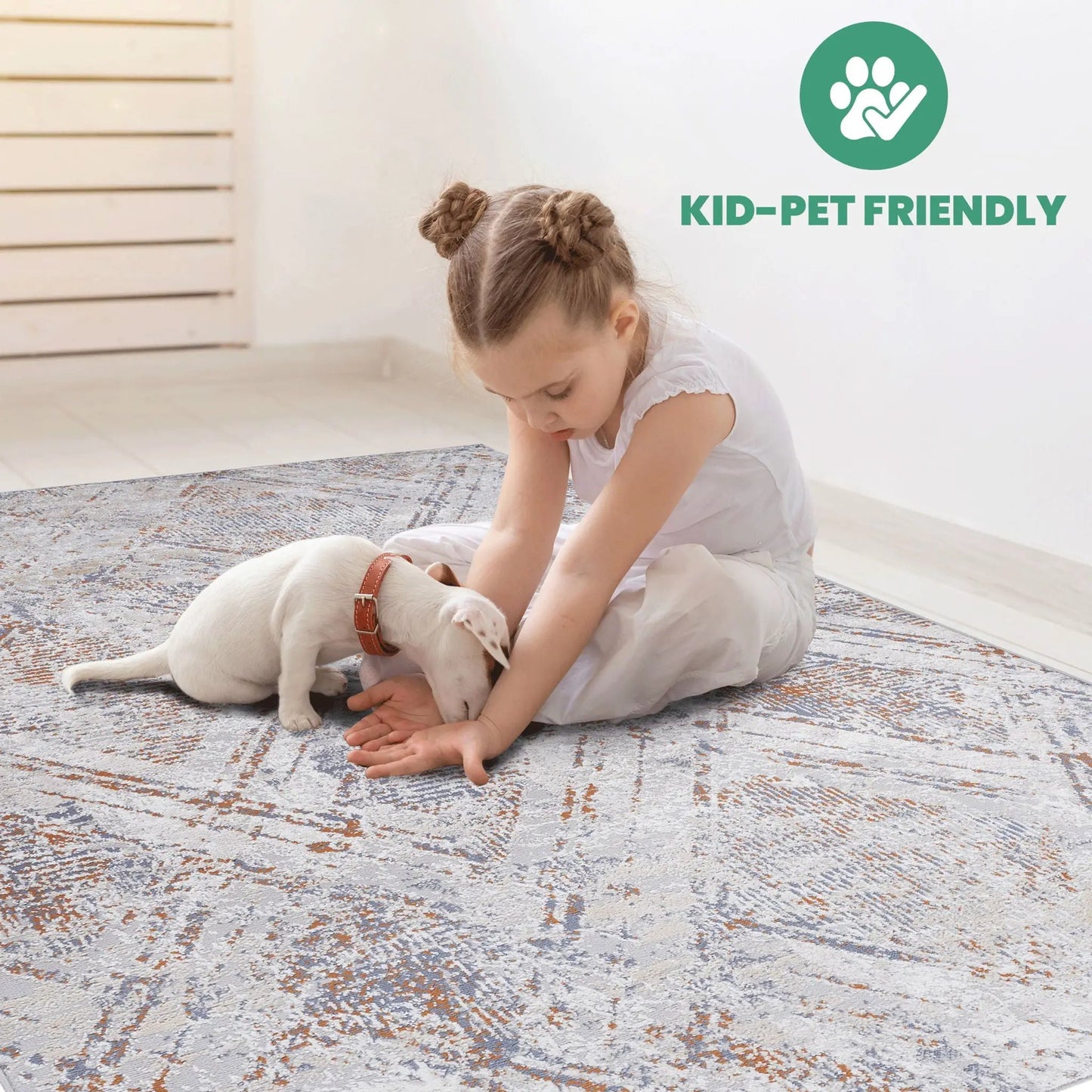 Geometric Area Rug in Neutral Tones for Home Use