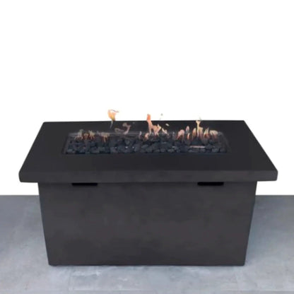 Reinforced Propane Fire Pit Table black with lava rocks flame by Unique Piece Furniture on Tampa Home & Garden Store
