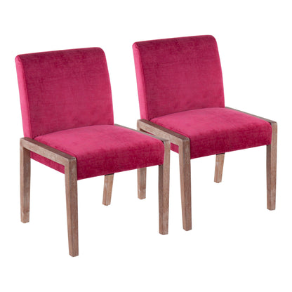 Contemporary Chair Set of 2 pink foam-padded seats with wood legs by HouseOfZazla on Tampa Home & Garden Store