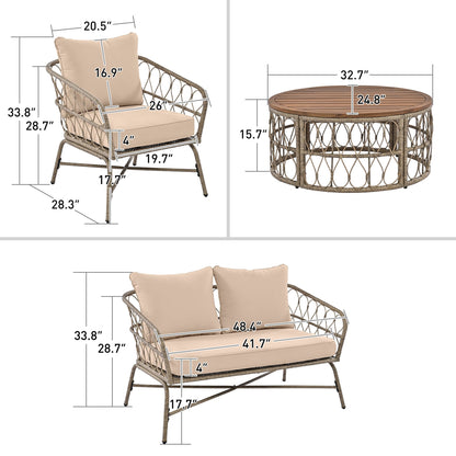 Bohemia-Inspired 4Person Outdoor Seating by HouseOfZazla with removable cushions and a table on Tampa Home & Garden Store