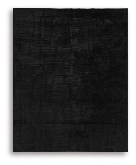 Gibbswell Washable Rug, black textured geometric pattern, Unique Piece Furniture on Tampa Home & Garden Store