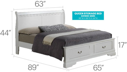 Upholstered Sleigh Bed with Dovetail Drawers