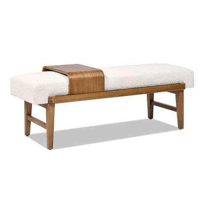 Modern Telephone Bench with Sliding Shelf in ivory white upholstery by HouseOfZazla on Tampa Home & Garden Store