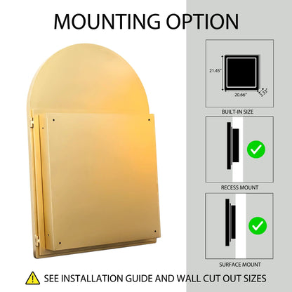 Arched Recessed Medicine Cabinet with Mirror