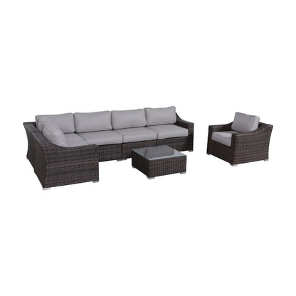 Outdoor Wicker Set With Glass Table And Cushions