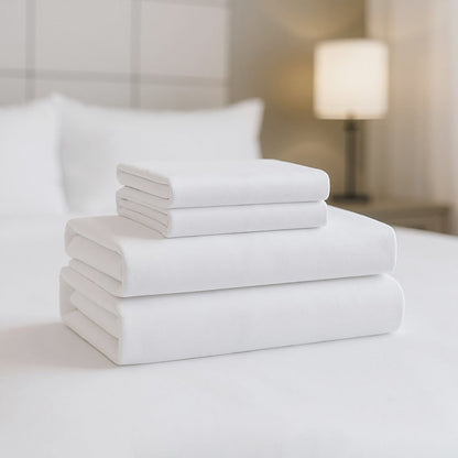 King Cotton Sheet Set white cotton four-piece with pillowcases by HouseOfZazla bed sheets on Tampa Home & Garden Store