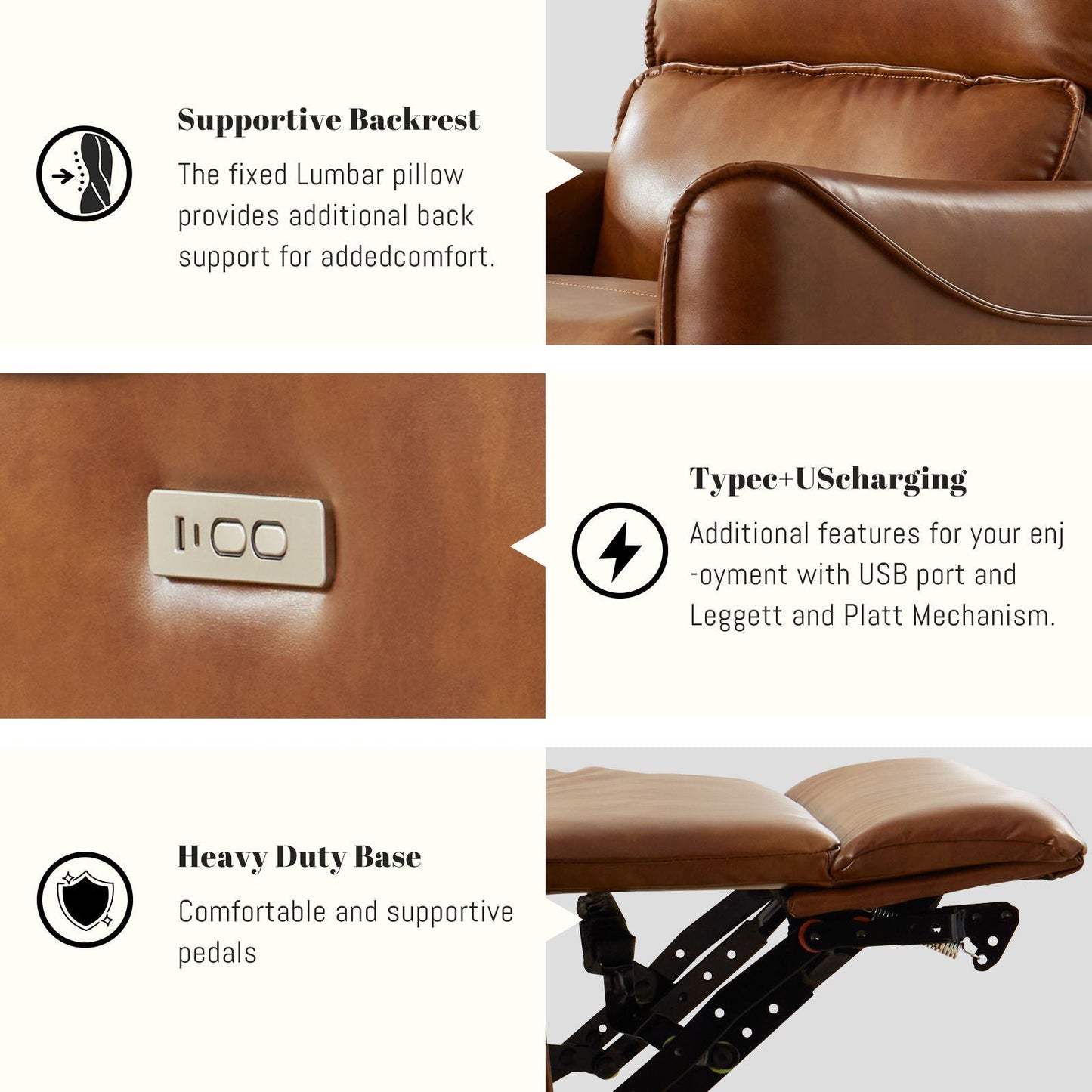 Electric recliner chair in brown leather with rocker and swivel by HouseOfZazla on Tampa Home & Garden Store