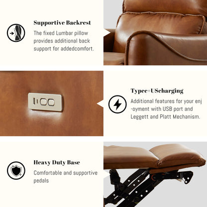 Electric recliner chair in brown leather with rocker and swivel by HouseOfZazla on Tampa Home & Garden Store