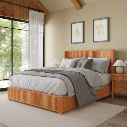 Modern Platform Bed Frame with Tall Headboard
