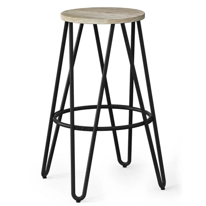 Simeon Multifunctional Metal Stool with Wood Seat