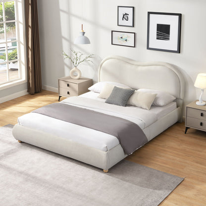 Upholstered Platform Bed with Curved Headboard