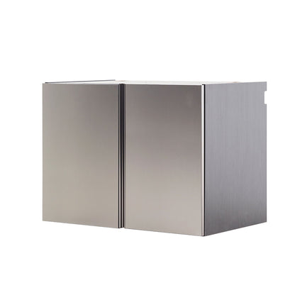Wall mounted garage cabinet with soft close doors in dark gray, dual-door steel storage on Tampa Home & Garden Store