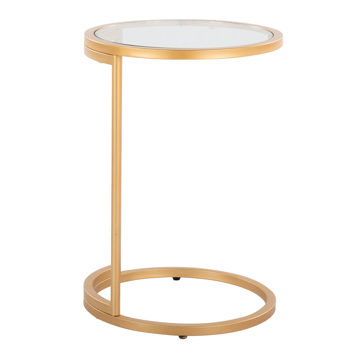 Round end table with tempered glass top, gold finish metal frame by HouseOfZazla on Tampa Home & Garden Store
