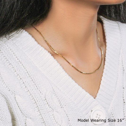 18k yellow gold box chain necklace 1.40 mm, sleek polished links on Tampa Home & Garden Store