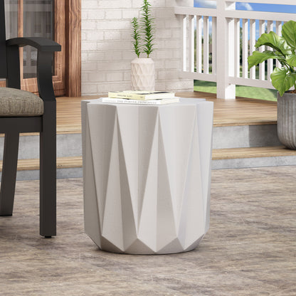 Antique White Minimalist Concrete Side Table