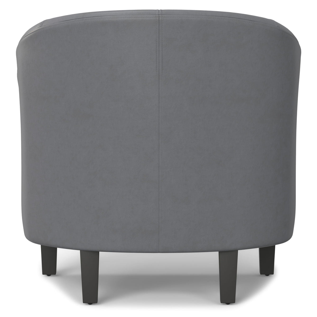 Transitional tub chair by HouseOfZazla, gray faux leather upholstery, solid dark legs on Tampa Home & Garden Store