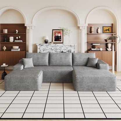 107-inch Cloud Sectional Sofa with 1 Ottoman in gray fabric by HouseOfZazla in living room on Tampa Home & Garden Store