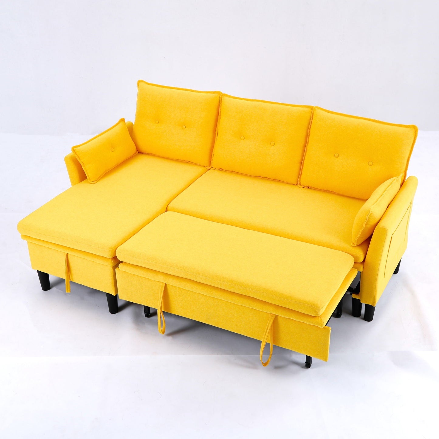L-shaped reversible chaise sectional sofa with storage in bright yellow fabric on Tampa Home & Garden Store