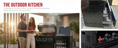 Stainless 6 Burner Propane Grill and Side Shelf