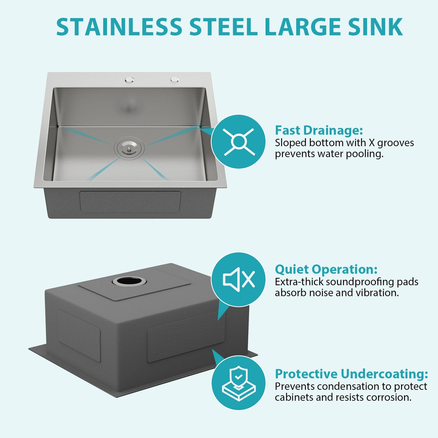 16 Gauge Drop In Single Bowl Kitchen Sink