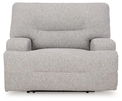 Acklen Place - Wide Seat Power Recliner in light gray fabric by Unique Piece Furniture on Tampa Home & Garden Store