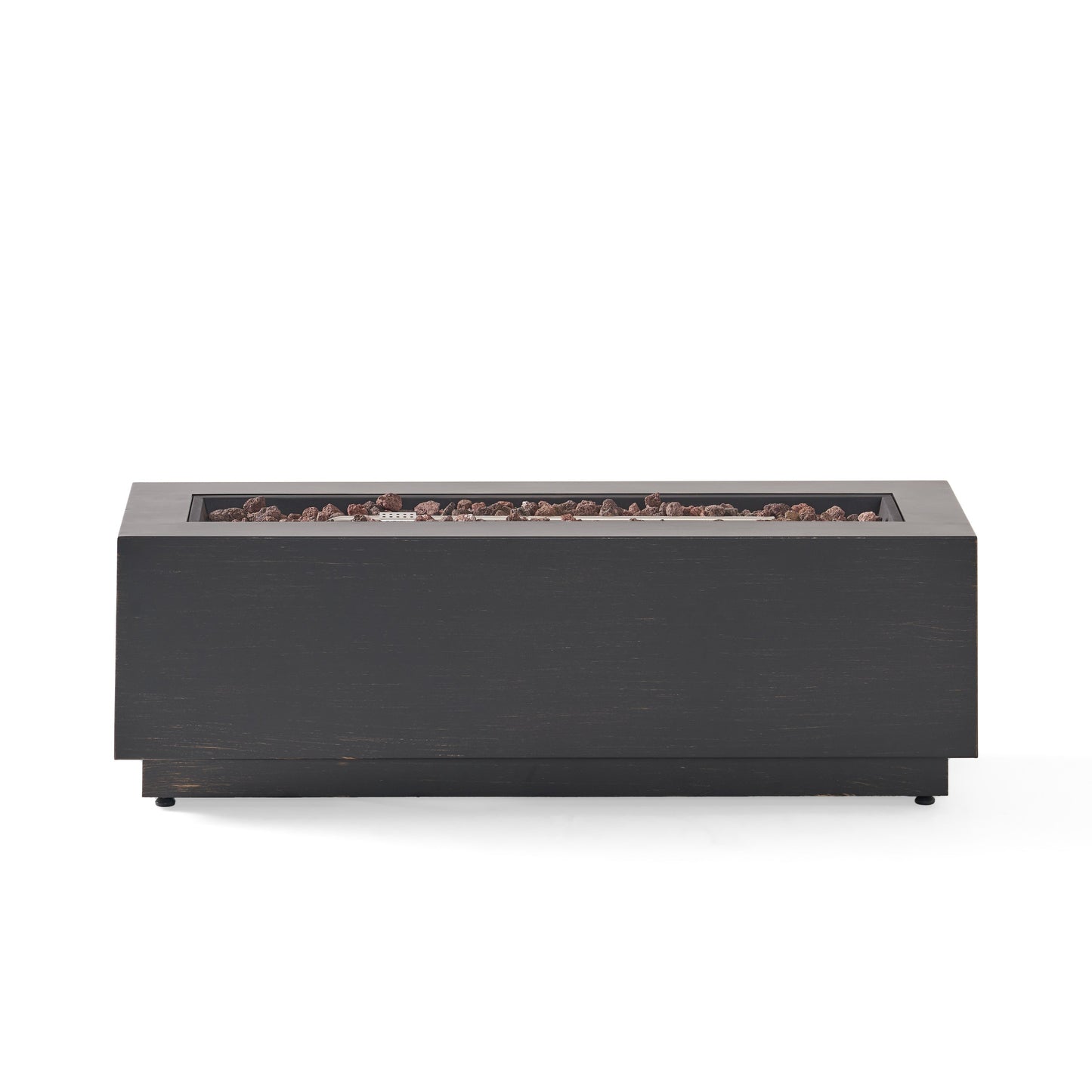 Modern Dark Grey 40' Outdoor Iron Propane Fire Pit by HouseOfZazla with lava rock fill on Tampa Home & Garden Store