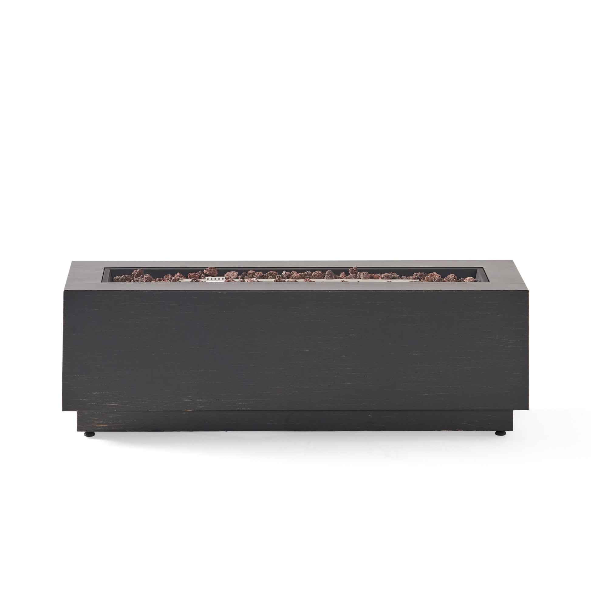 Modern Dark Grey 40' Outdoor Iron Propane Fire Pit by HouseOfZazla with lava rock fill on Tampa Home & Garden Store