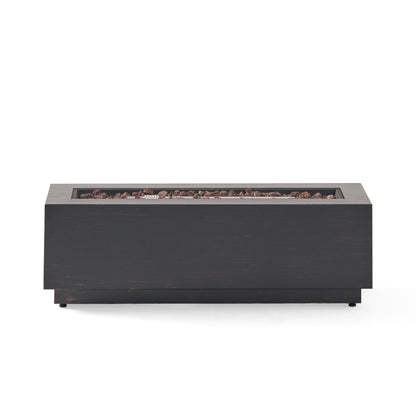 Modern Dark Grey 40' Outdoor Iron Propane Fire Pit by HouseOfZazla with lava rock fill on Tampa Home & Garden Store