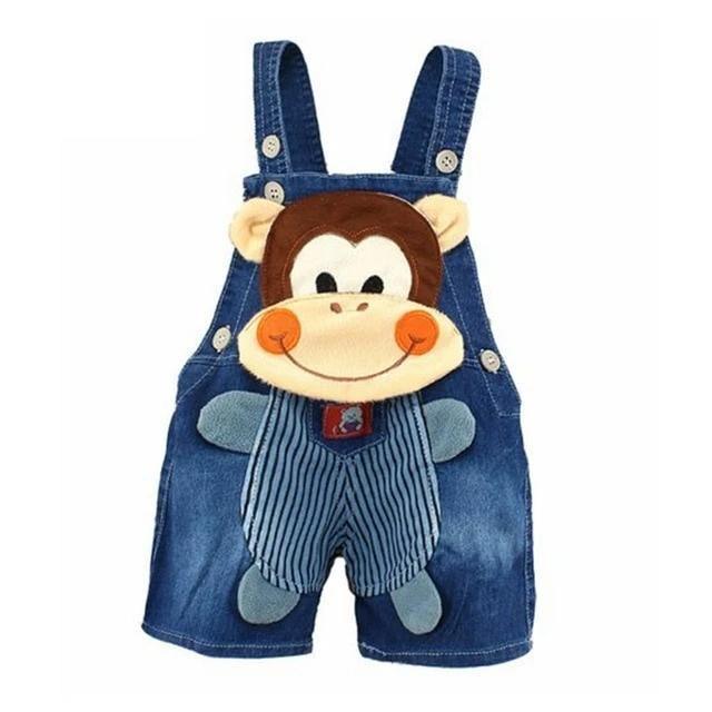 Baby overalls romper by Stevvex with plush monkey face applique and buttoned shoulder straps on Tampa Home & Garden Store