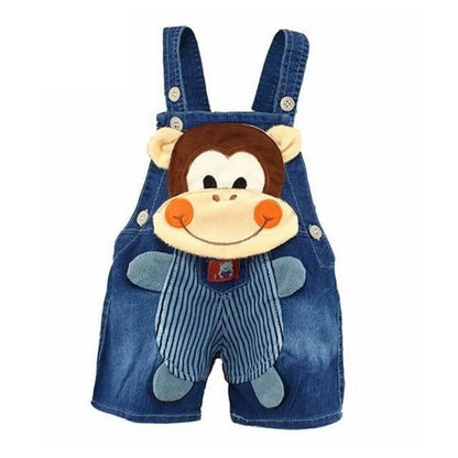 Baby overalls romper by Stevvex with plush monkey face applique and buttoned shoulder straps on Tampa Home & Garden Store