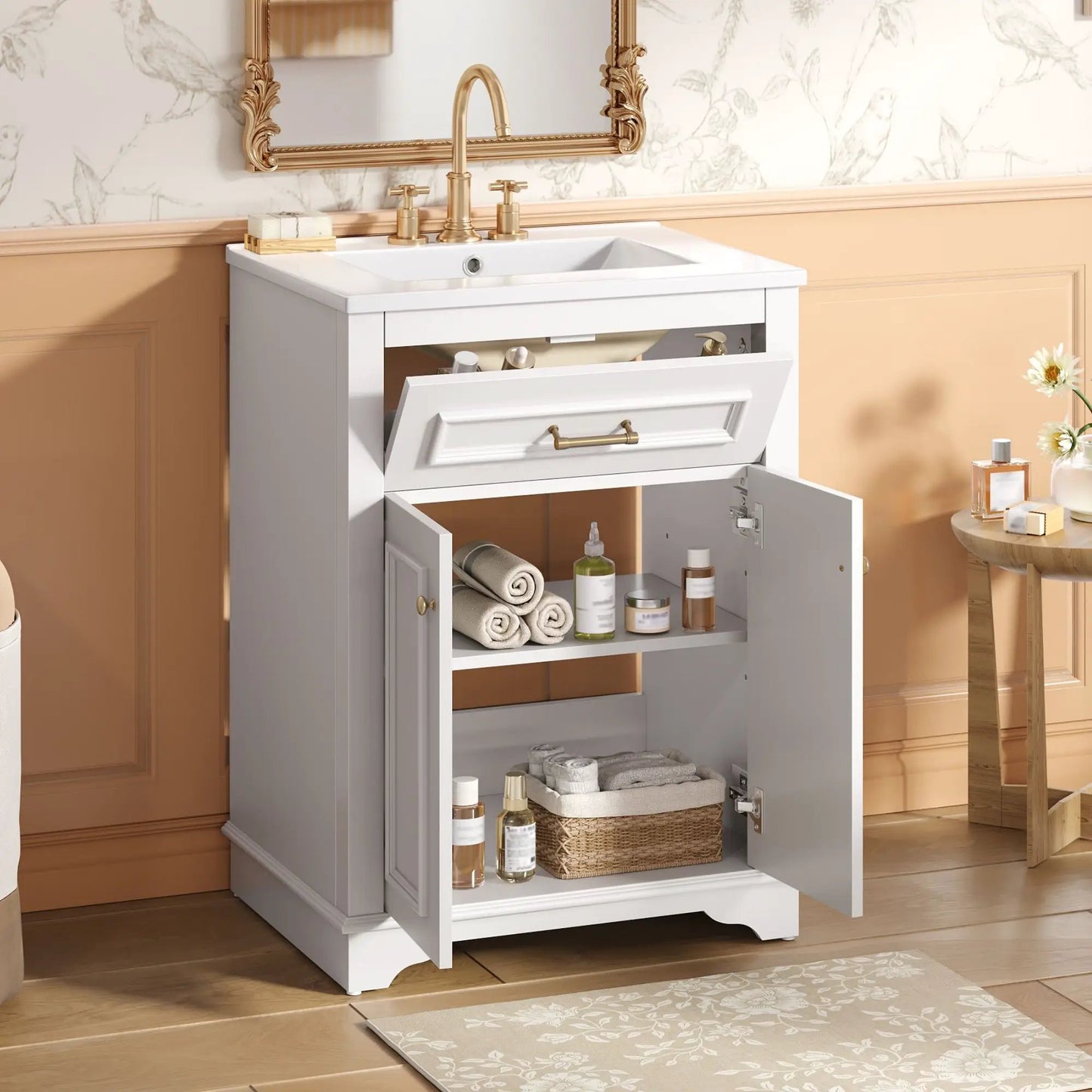 Bathroom Vanity With Integrated Sink and Cabinet