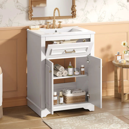 Bathroom Vanity With Integrated Sink and Cabinet