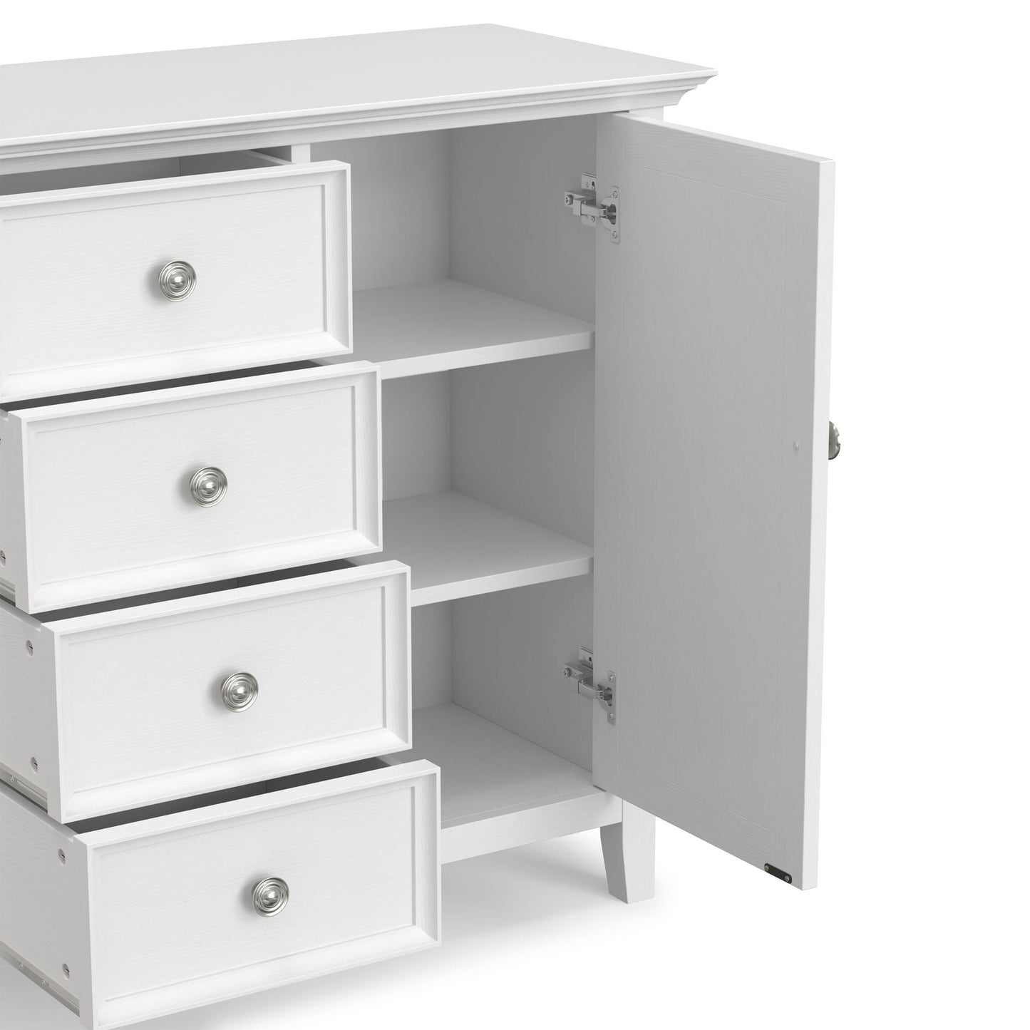 Amherst Handcrafted Medium Storage Cabinet white finish with silver knob pulls HouseOfZazla on Tampa Home & Garden Store
