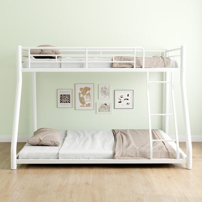 Sturdy Metal Bunk Bed With Ladder and Guardrail