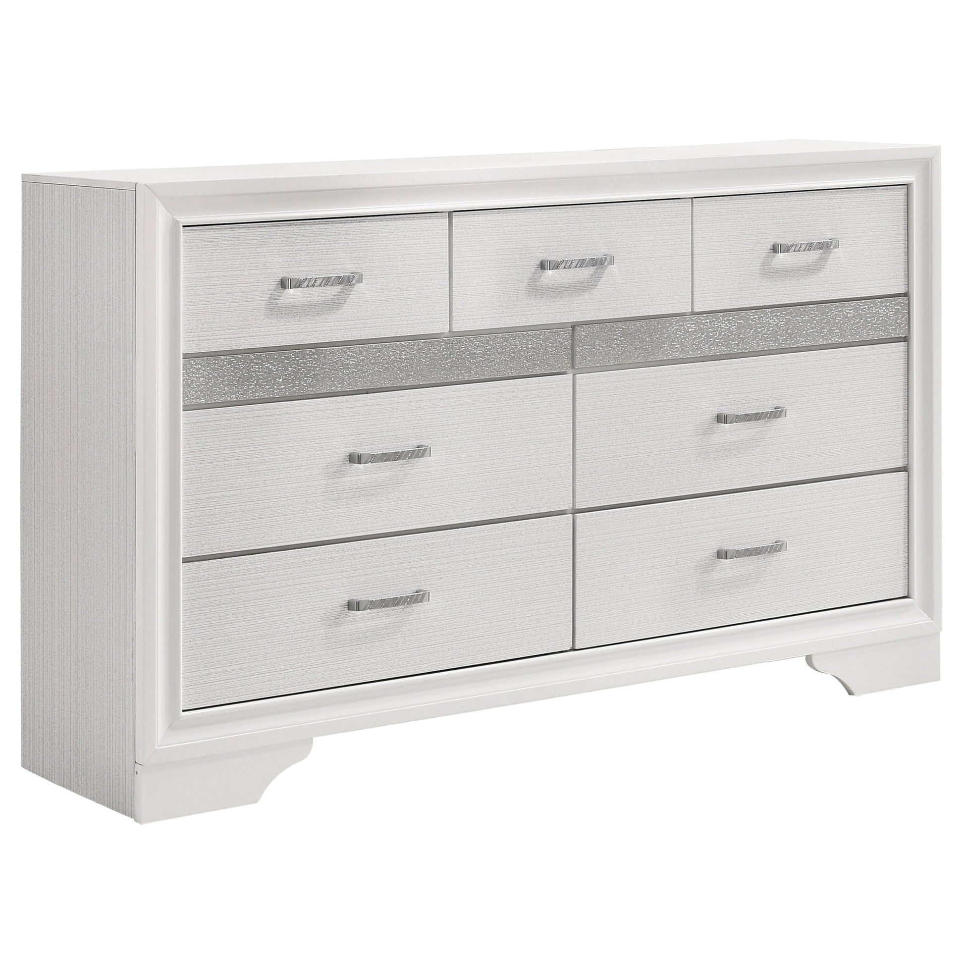 Corbin Glittering dresser by HouseOfZazla with silver glitter fronts and chrome handles on Tampa Home & Garden Store