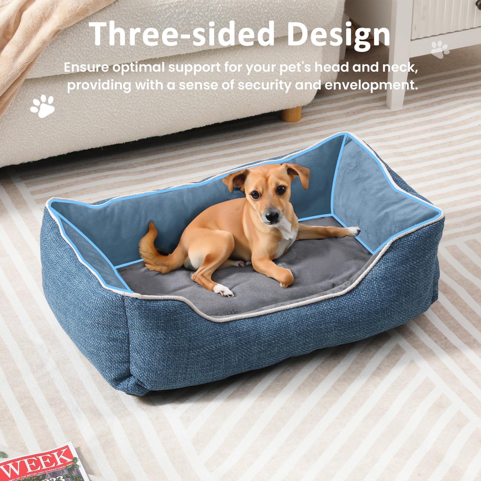 Small dog bed blue denim with washable cover on Tampa Home & Garden Store