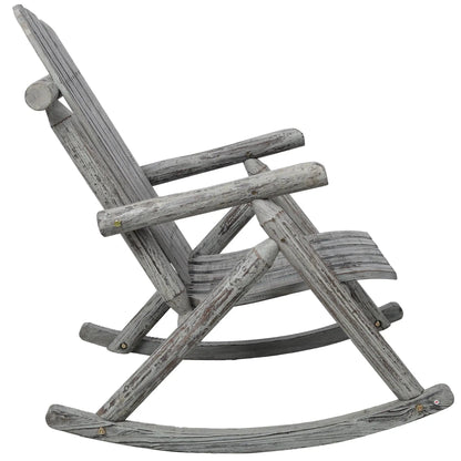 Durable Fir Log Porch Rocking Chair, weathered gray wood, Unique Piece Furniture on Tampa Home & Garden Store