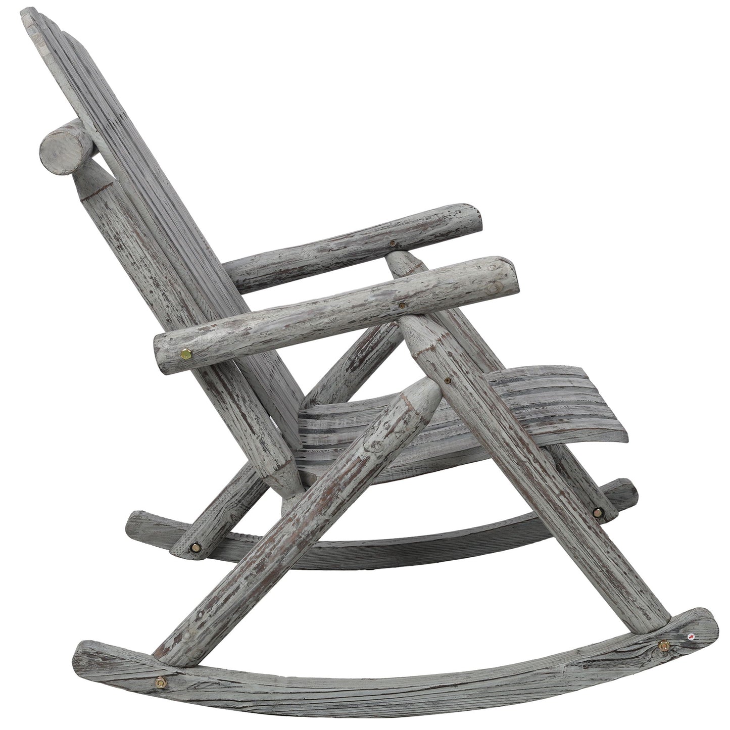 Durable fir log porch rocker by HouseOfZazla in weathered gray finish on Tampa Home & Garden Store