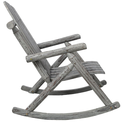 Durable fir log porch rocker by HouseOfZazla in weathered gray finish on Tampa Home & Garden Store