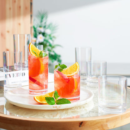 Barcelona Clear Acrylic Lowball and Highball Set