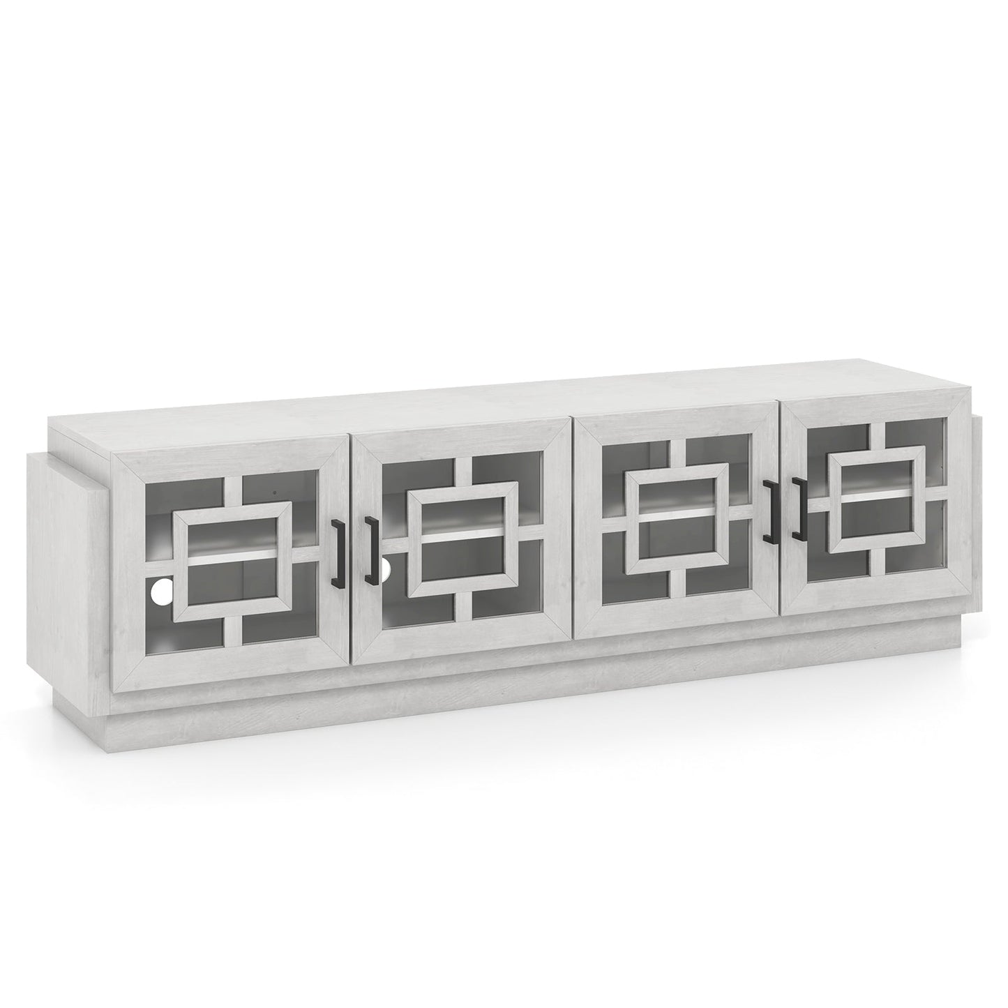 Mueble de TV de 4 puertas para televisores de hasta 75 pulgadas con estantes ajustables - Roble