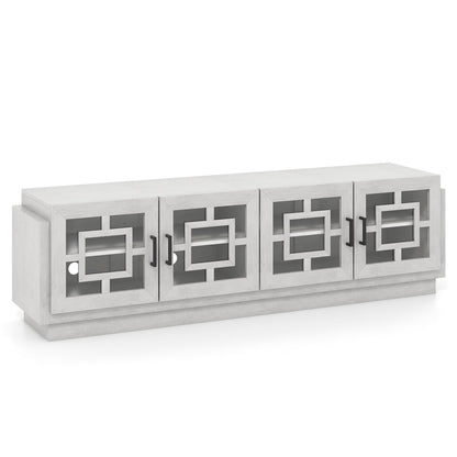 Mueble de TV de 4 puertas para televisores de hasta 75 pulgadas con estantes ajustables - Roble