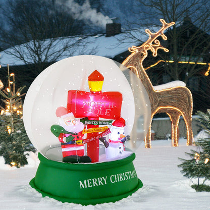 4 ft Christmas inflatable snow globe with Santa snowman road sign DirectDeals, green base on Tampa Home & Garden Store