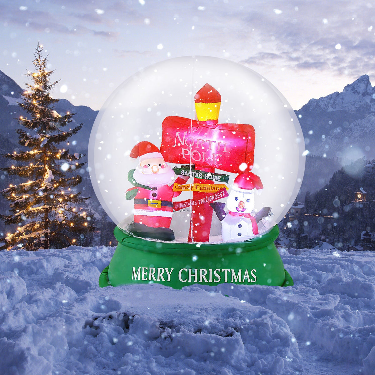4 ft Christmas inflatable snow globe with Santa and snowman, North Pole sign DirectDeals on Tampa Home & Garden Store