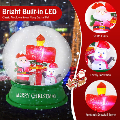 4 ft Christmas inflatable snow globe with Santa and snowman road sign, green base by DirectDeals on Tampa Home & Garden Store