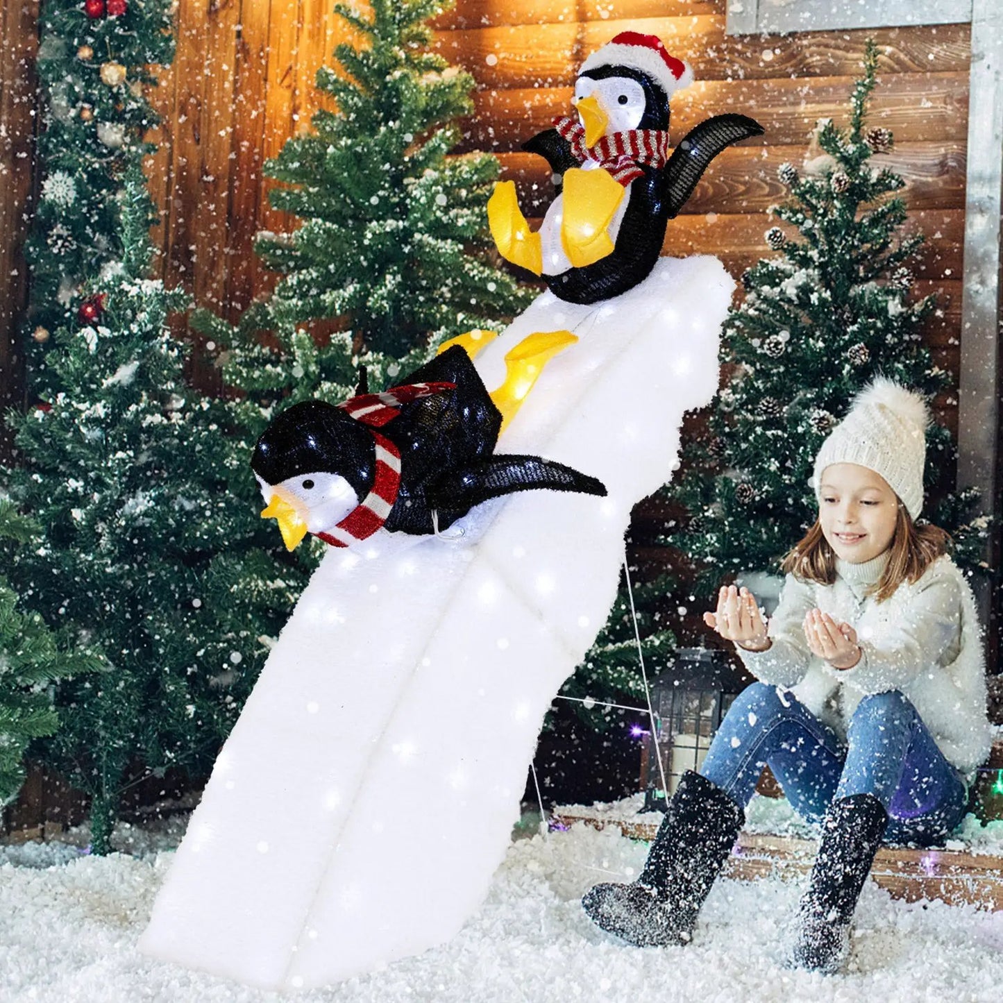 4 Feet Christmas Penguin Ice Skating Decor two penguins DirectDeals on Tampa Home & Garden Store