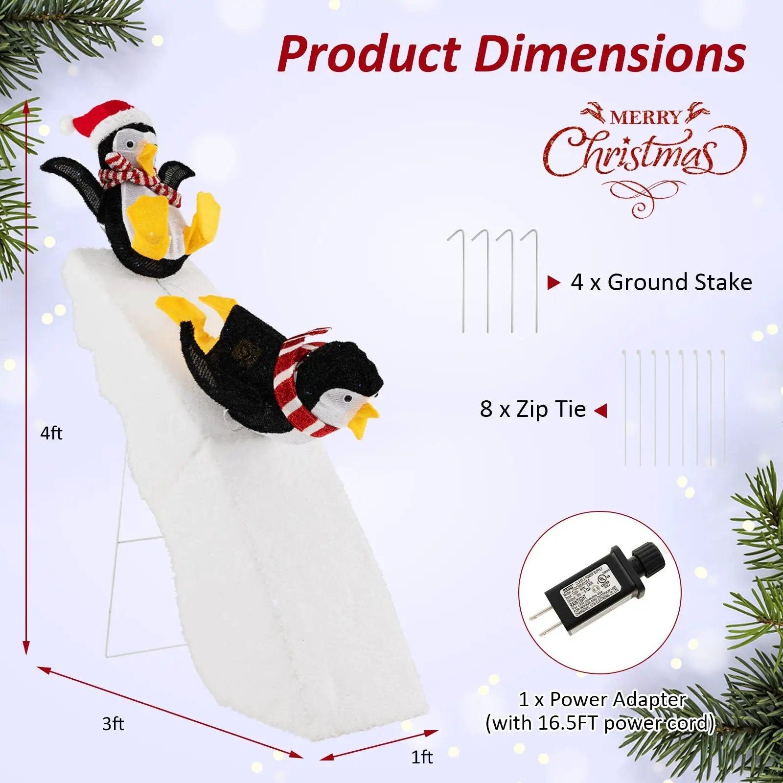 4 ft Christmas Penguin Ice Skating Decor with Snowy Slide by DirectDeals penguin on snow on Tampa Home & Garden Store