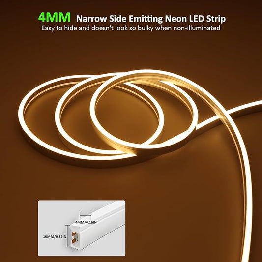 SLN01 – bande lumineuse LED néon COB sans points, 16,4 pieds (5M), DC24V, 60W, IP67, 10x10MM, pour l'extérieur, variable, basse tension, corde en Silicone