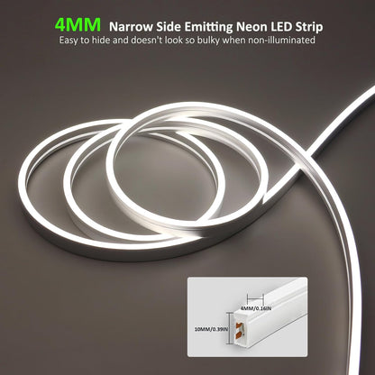 SLN01 – bande lumineuse LED néon COB sans points, 16,4 pieds (5M), DC24V, 60W, IP67, 10x10MM, pour l'extérieur, variable, basse tension, corde en Silicone